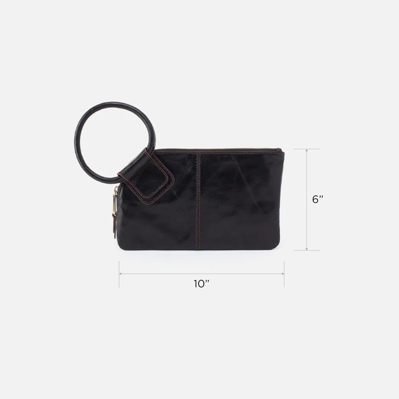 HOBO Sable Leather Wristlet Wallet for Women with Circular Handle, Zippered Closure, Credit Card Holder Organizer & Interior Zip Pocket - Black - Image 5